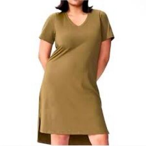 Universal Standard Olive Green V-Neck Tee Dress - Size 2XS (Fits US 6-8)